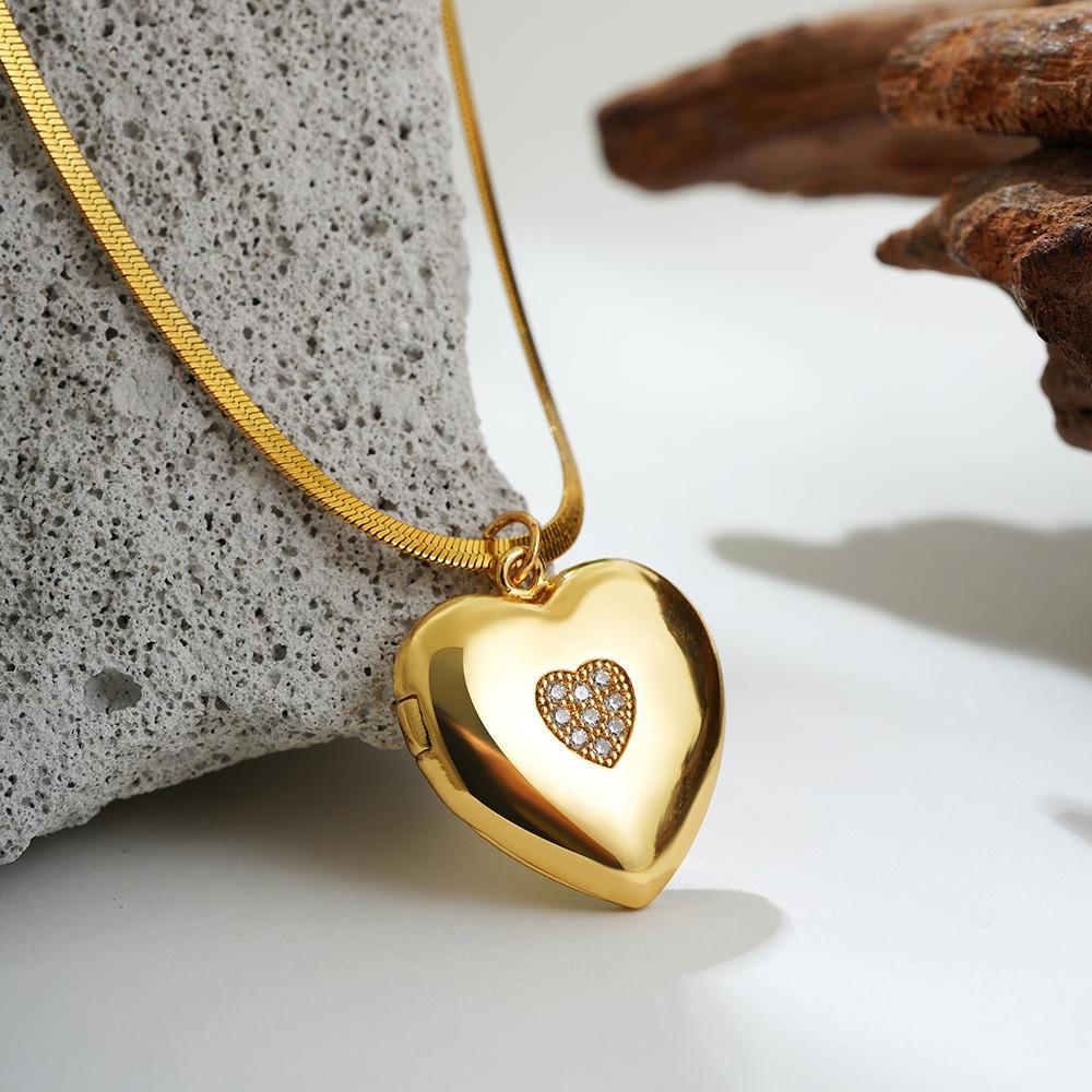 Stainless Steel Photo Frame Necklace Moon Sun Couple Choker Chain Heart Photo Pendant  Jewelry