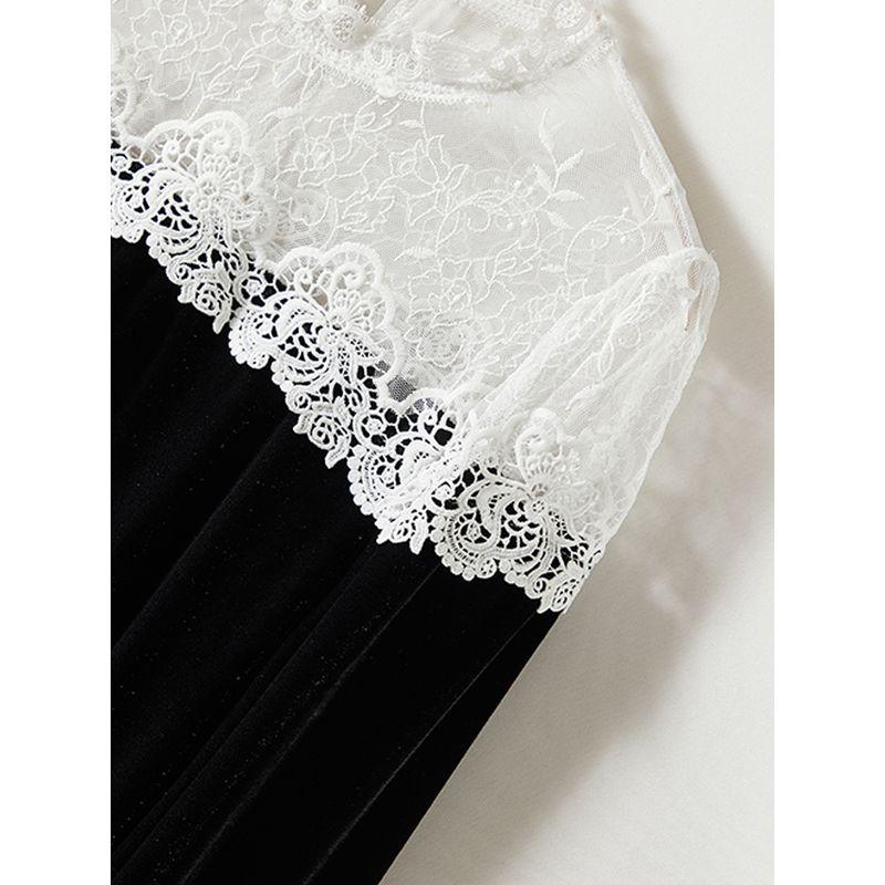 High Quality Required! White Floral Lace Patchwork Long Sleeves Pleuche Shirt Women's Spring Fall and Winter Bottoming Shirt