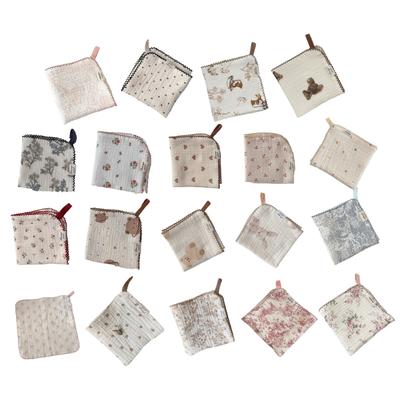 4-lagiges Baumwoll-Babyhandtuch Niedliches Waschlappen mit Blumenmuster Saugfähiges Gesichtsreinigungstuch für Badezeit und Reisen