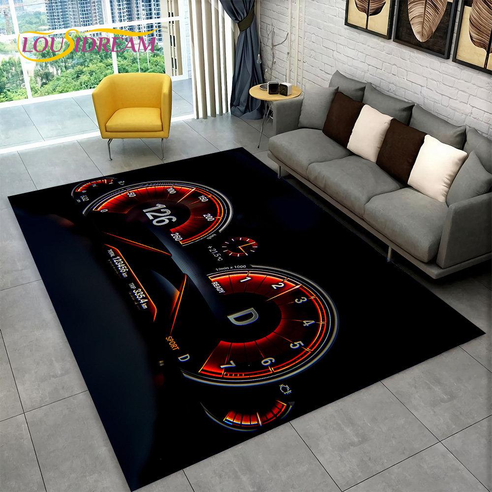 3D Car Racing Dashboard Area Rug Large,Carpet Rug for Living Room Bedroom Sofa Kitchen Doormat Decor,Kid Play Non-slip Floor Mat