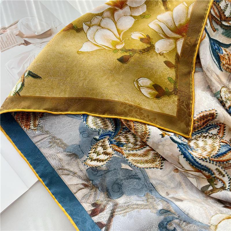 110*110 см двухсторонний шелковый шарф женский щедрый шарф шелковый шарф шаль 110*110cm — фото 9