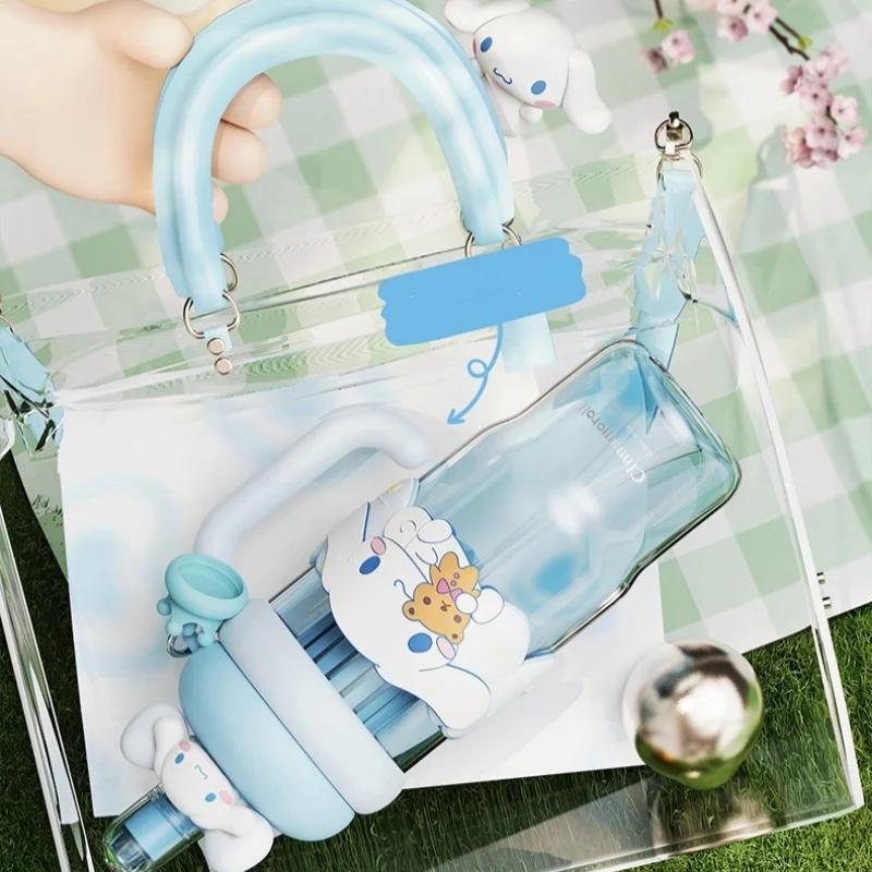 X&W 1200ml Large Capacity Drinking Cup with Straw Tea Separator Cartoon Pattern Cup Sleeve Juice Cup Seal Leakproof Space Cup