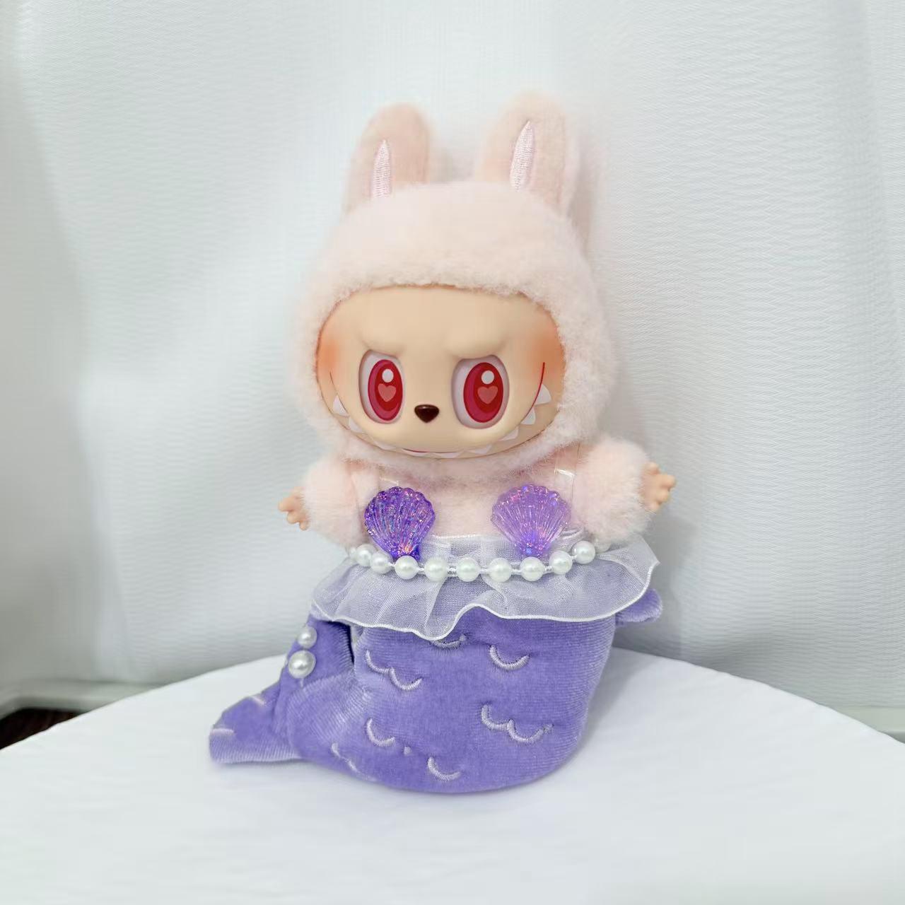 

Только одежда 10 см Каваи Лабубу Плюшевая игрушка Картофельные чипсы Кукуруза Животное Акула Динозавр Пчела Комбинезон Одежда Лабубу Подарок для детей