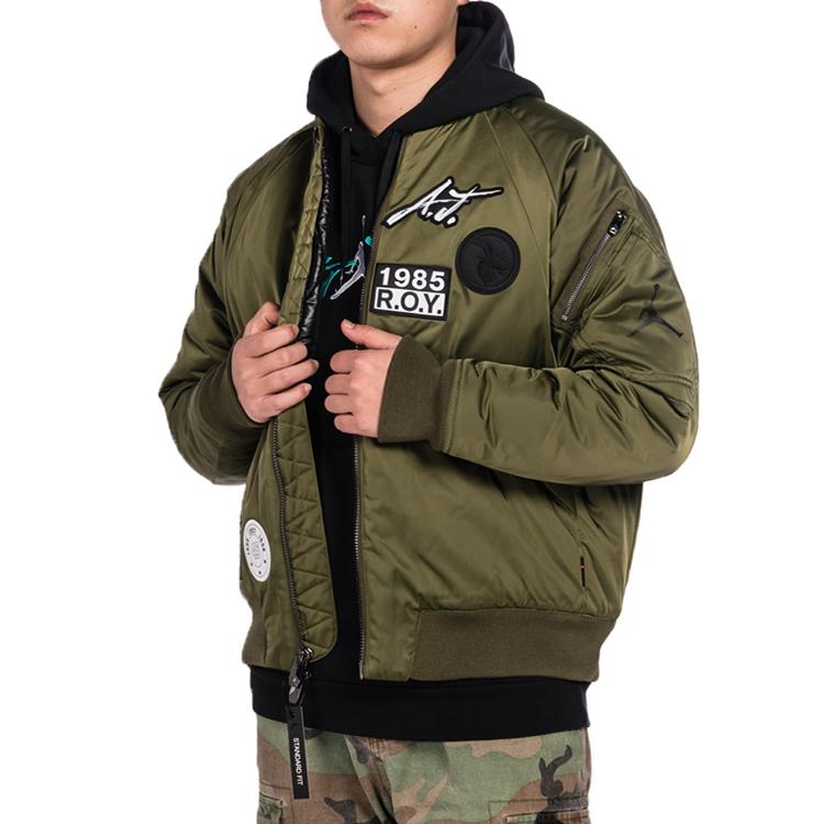 Herren Jordan Jacken Herren Armeegrün Stehkragen Moderat Pilot