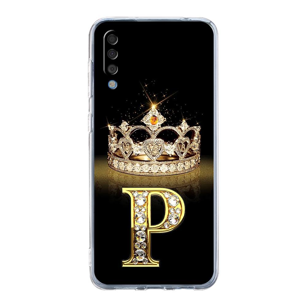 Diamond Crown Letter 26 Case For Samsung A54 A52 A50 A70 A40 A20S A20E A02S A12 A14 A16 A22 A24 A42 A34 A32 5G A04s A06 Cover