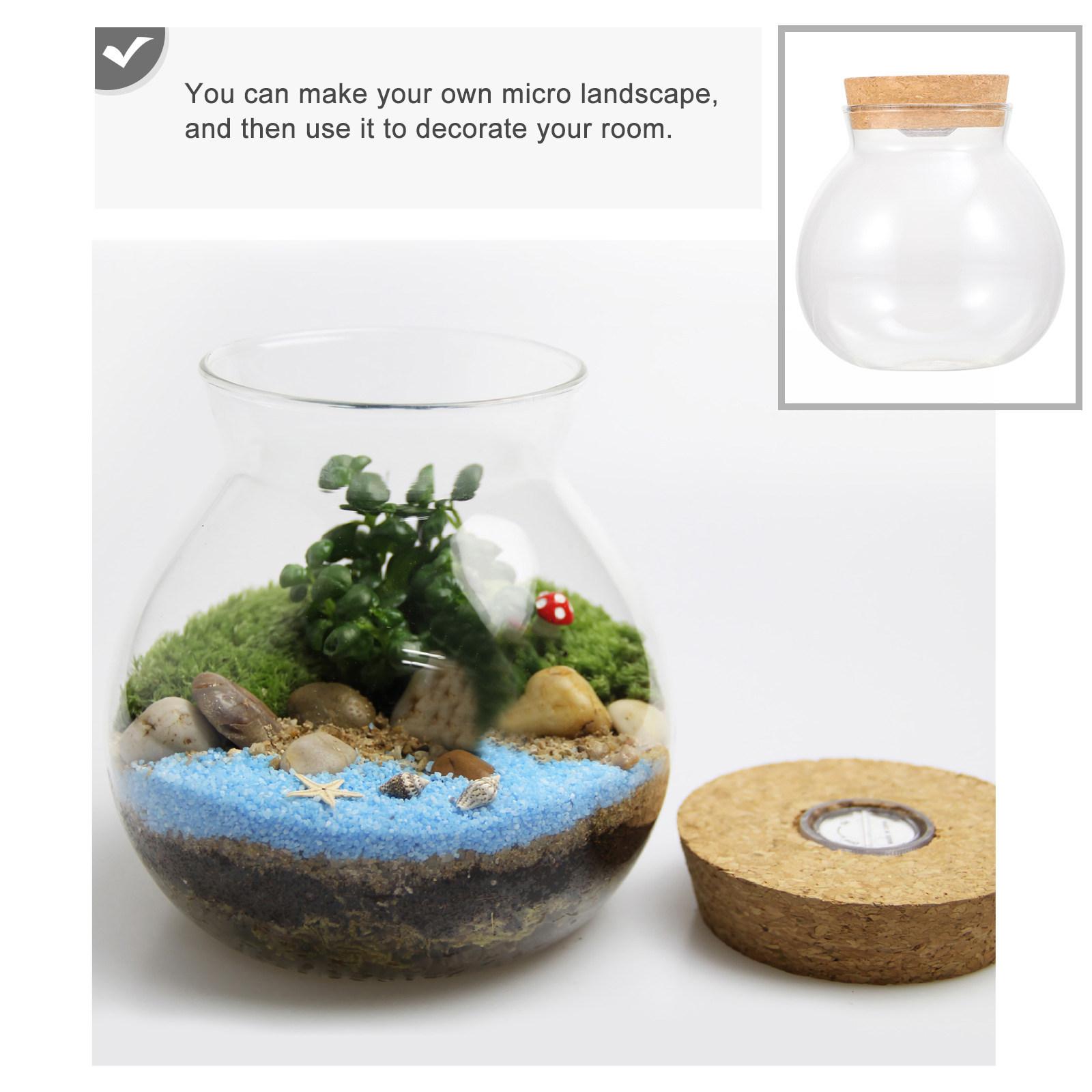 Fish Tank Ecological Bottle LED Light Glass Transparent Borosilicate Glass Landscape Bottle DIY Micro Landscape 10.5X10X10CM