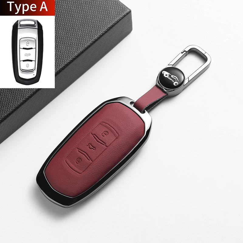 For Geely Emgrand 7 GX3 Atlas GS NL3 Gili Emgrand 7 EX7 GT GC9 Leather Metal Car Key Case Cover Key Protection Shell Accessories