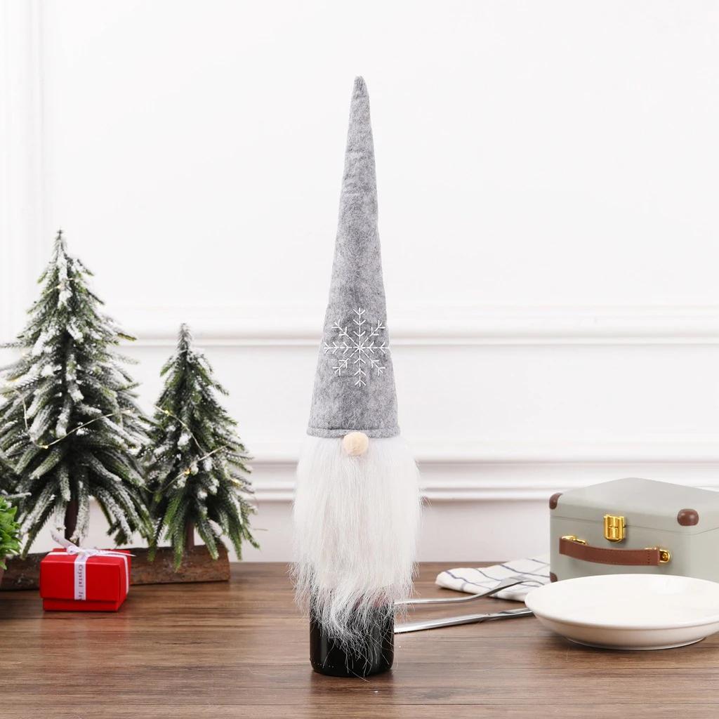 Kreatives Weihnachts-Weinflaschen-Set, goldenes Samtkleid, Weinflaschenhüllen, Ärmel, Weihnachtsmann, Schneemann, Weihnachten, Neujahr, Tischdekoration