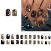 Halloween Nail Art Set 24PCS Cobweb Details And Shimmering Bat Motifs Press On Short Nails