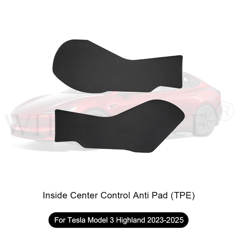For Tesla Model 3 Highland 2024 Center Leather Kick Mat Model 3/Y 2021-2023 TPE Waterproof Mat On Both Sides of Center Control