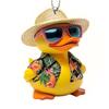 Car Rearview Mirror Pendant Cartoon Duck Key Chain 2D Acrylic Flat Car Ornament Safe Driving Accessory