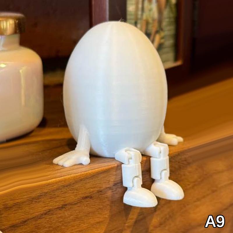 Articulated Bunny Egg Figurine Easter Decoration Movable Leg Joint Egg Statue Home Office Desktop Ornament And Gift