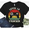 18th Birthday T Shirt Eighteenth Level 18 Unlocked Video Game