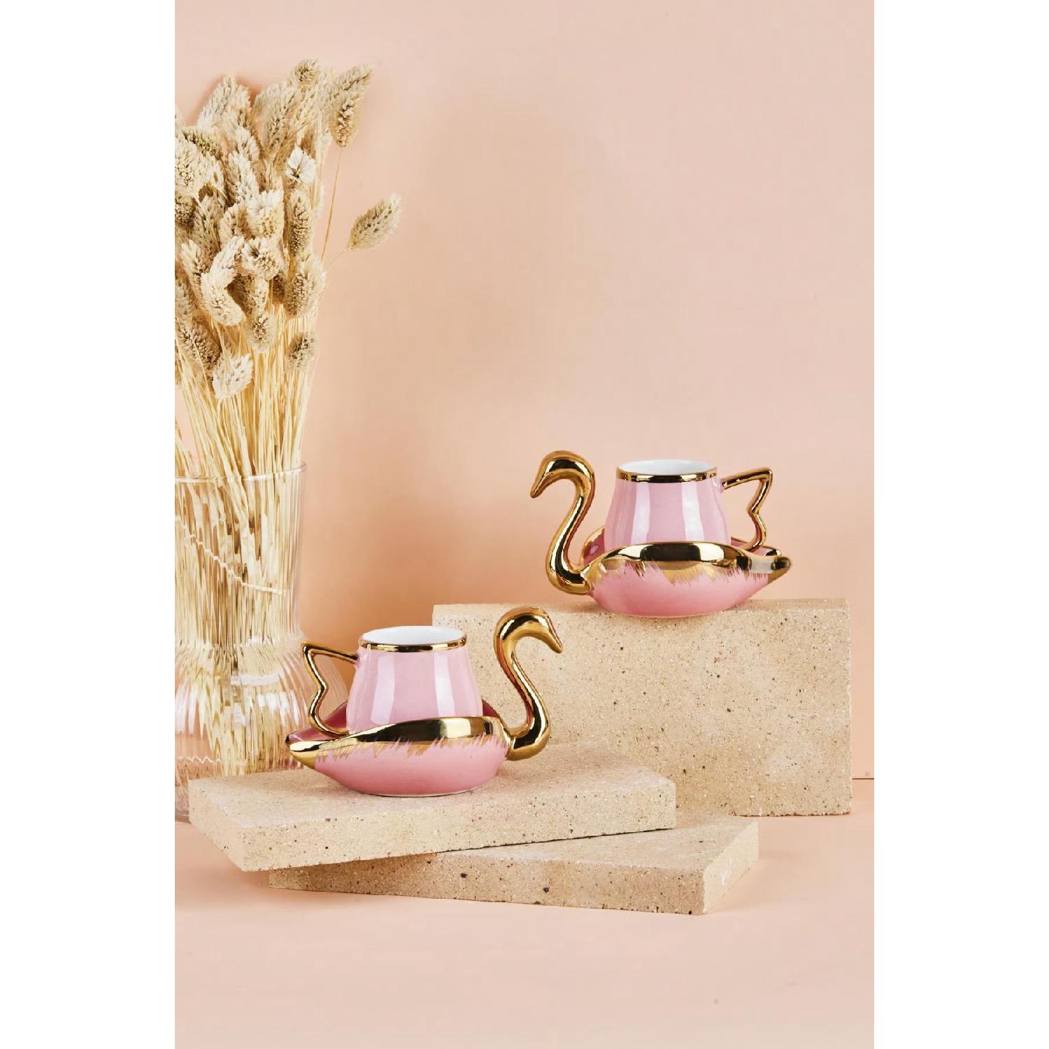 

Luxury Gold Detailed Swan Coffee Cup Pink 2 Pieces рожевий