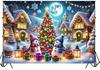 Christmas Snowman Village Christmas Tree Theme Banner Background Christmas Party Home Decoration Photography Background Cloth