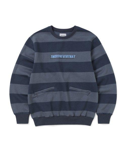 Thisisneverthat Printed Stripe Crewneck Slate S