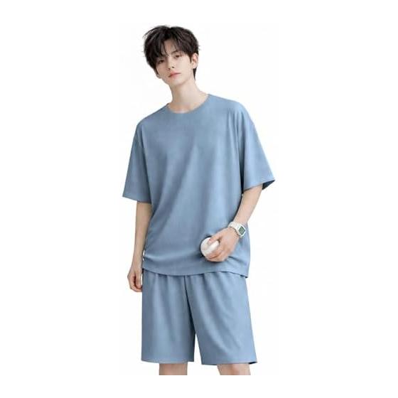 [ROKUA] Cool Pajamas, Men s, Summer Pajamas, Cool Touch, Room Wear, Top and Bottom Set, Short Sleeves, Short Pants, Cool, Breathable, Quick Drying,