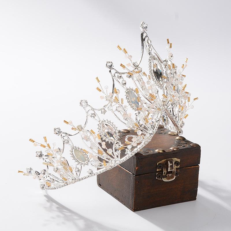 Baroque European Retro Rhinestone Crown Hand-beaded Bridal Tiara Wedding Photography Exquisite Headband