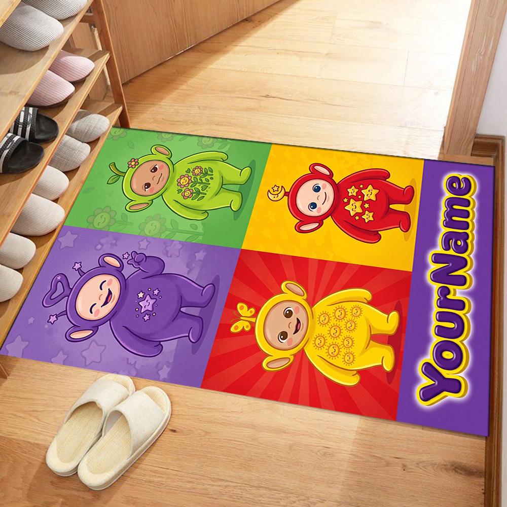 Teletubbies Customizable Name Area Rug Suitable for Bedrooms Playrooms Entryway Foyer Antislip Carpet Decorate Offices