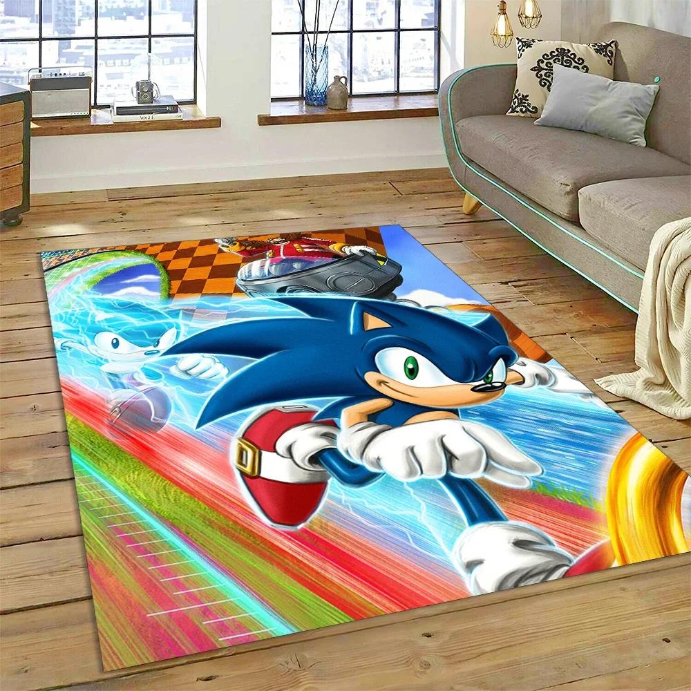 Game Anime 3D S-Sonic Cartoon Carpet Rug for Bedroom Living Room Home Sofa Decoration,Children Game Large Decor Floor Mat Gift