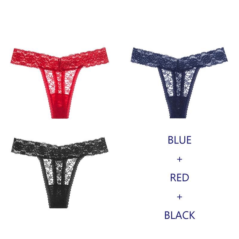 TERMEZY 3Pcs/Lot Women Lingerie G String Lace Underwear Femal Sexy T-back Thong Sheer Panties Japan Style Transparent Knickers