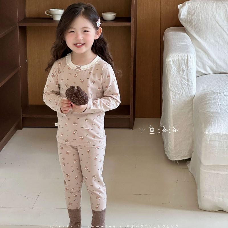 A Kids Thermal Underwear Set Cartoon Cotton Homewear 3-8 Years Old