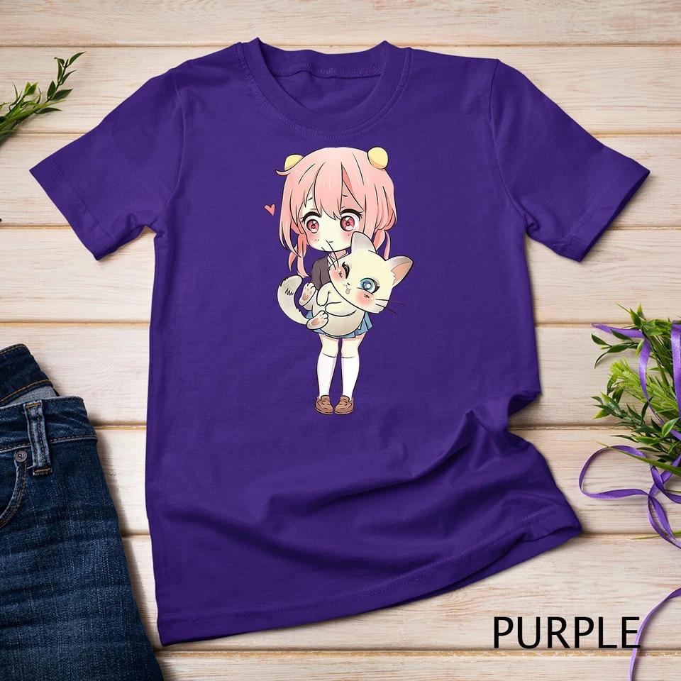 Womens Anime and Cats Lover for Teen Manga kawaii Graphic Otaku Unisex T-shirt 10 2XL