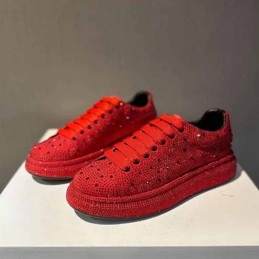 Moda Nuevo Hombre Patrón Pedrería Roja Todo Combinable Zapatos de Marca Casual Flats Mocasines Zapatillas Deportivas para Caminar Zapatos Hombre