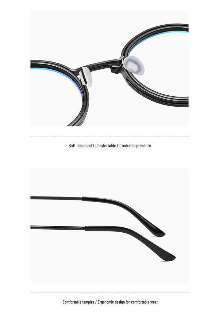 Retro Artistic Round Frame Anti-Blue Light Multifocal Reading Glasses with Smart Zoom for Near and Far Vision