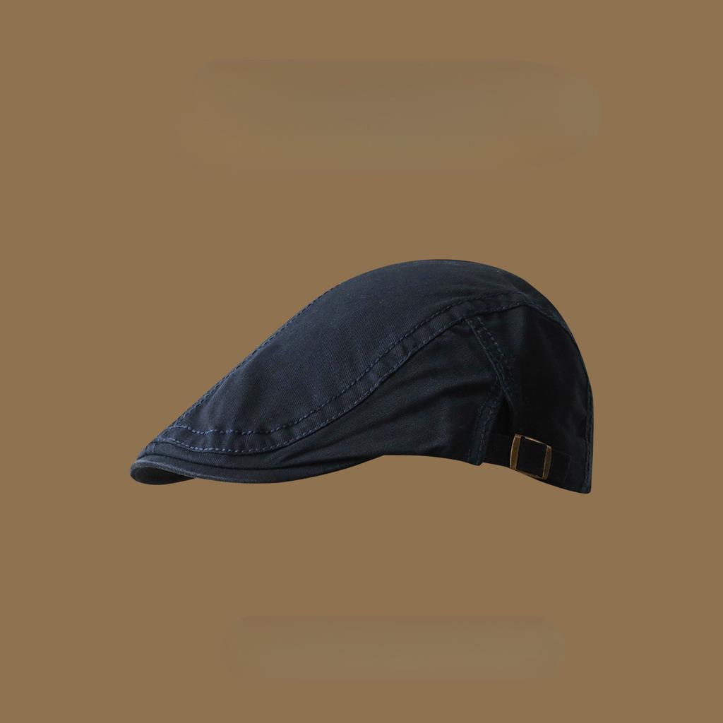 Four seasons pure cotton forward hat solid color retro British style newsboy hat women's simple and versatile literary beret men