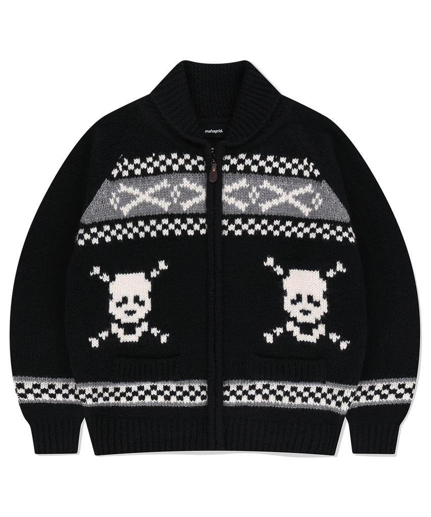 Mahagrid Skull Cowichan Knit Sweater Black(Mg2Efmk690A)