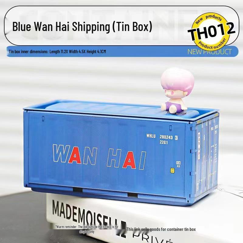 Miniature Tinplate Shipping Container Display Box for Figurines - Trendy Collectible Ornament & Storage Gift