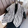 Fashion Luxury 90*90cm Square Women Silk Scarf Stripe Print Design Hijabs Female Neckerchief Scarves Wrap Headband Bandana
