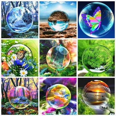 Diamond Mosaic Embroidery Bubble River Diamond Painting Full Square/Round Butterfly Landscape Wall Art