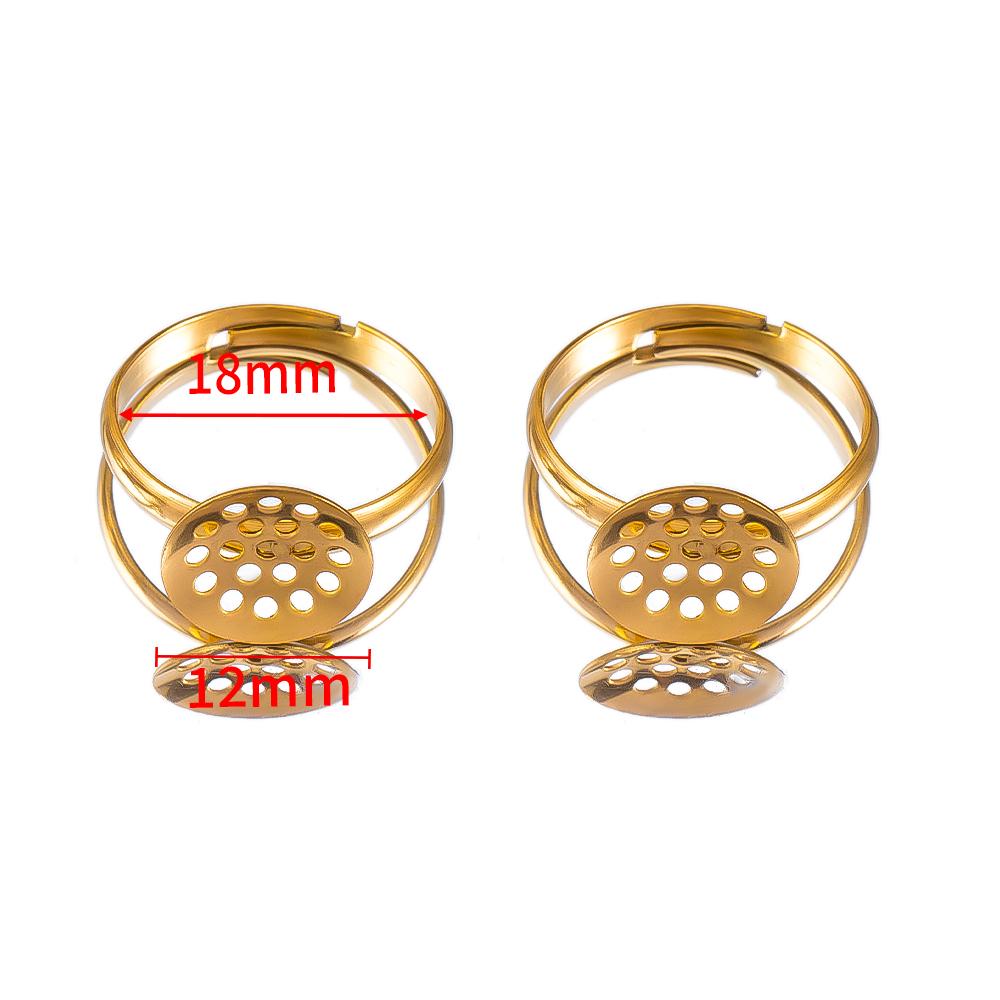 5pcs 10pcs Stainless Steel Ring Base Adjustable Tray Cabochon Settings Blank Bezel Rings Embryos 12mm to 20mm for Jewelry Making