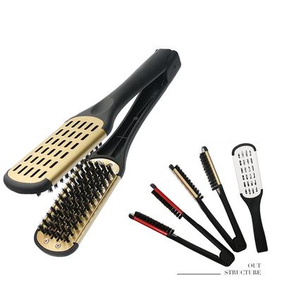 Professioneller Friseur-Glätter Haarbürste Nylon Haarglättung Doppelbürsten V-Form Kamm Klemme Nicht Verletzen Styling-Tools DIY