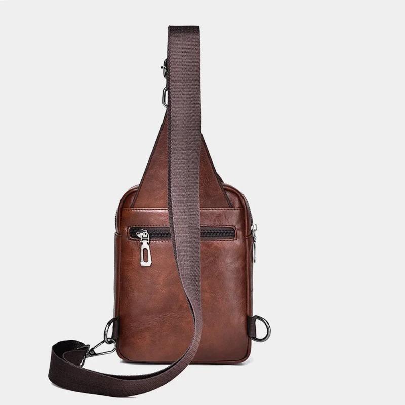 Casual Retro Men's Chest Bag, Large Capacity Crossbody Bag, Waterproof and Wear-resistant