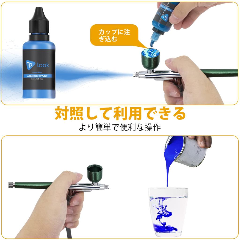 Tplook Airbrush Acrylic Airbrush Paint Set Opaque Neon Quick No Dilution for Plastic Paper Paints, 16-Color (30 Ml/1 Oz), & Colors, Water-Based,