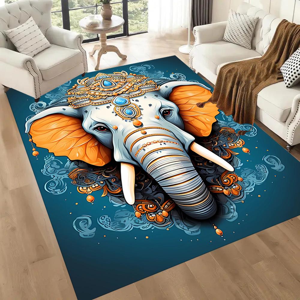 Colorful Elephant Artwork Floor Mats for Living Room, Bedroom and Room Decoration Are Suitable for Gifts.