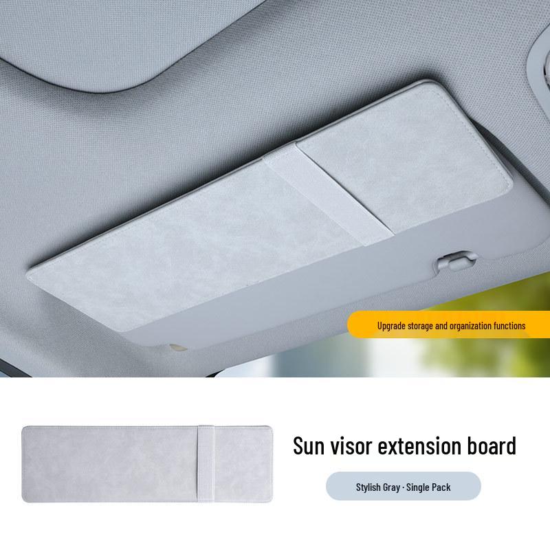 Extended Sun Visor with Sunglasses and Card Holder for Driver and Passenger