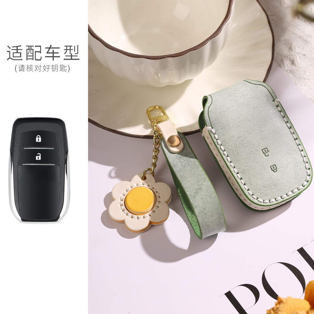 Pure Handmade Leather Key Cover For Toyota Asian Dragon Camry Sena Corolla Fog Wax Vegetable Tanned Cowhide