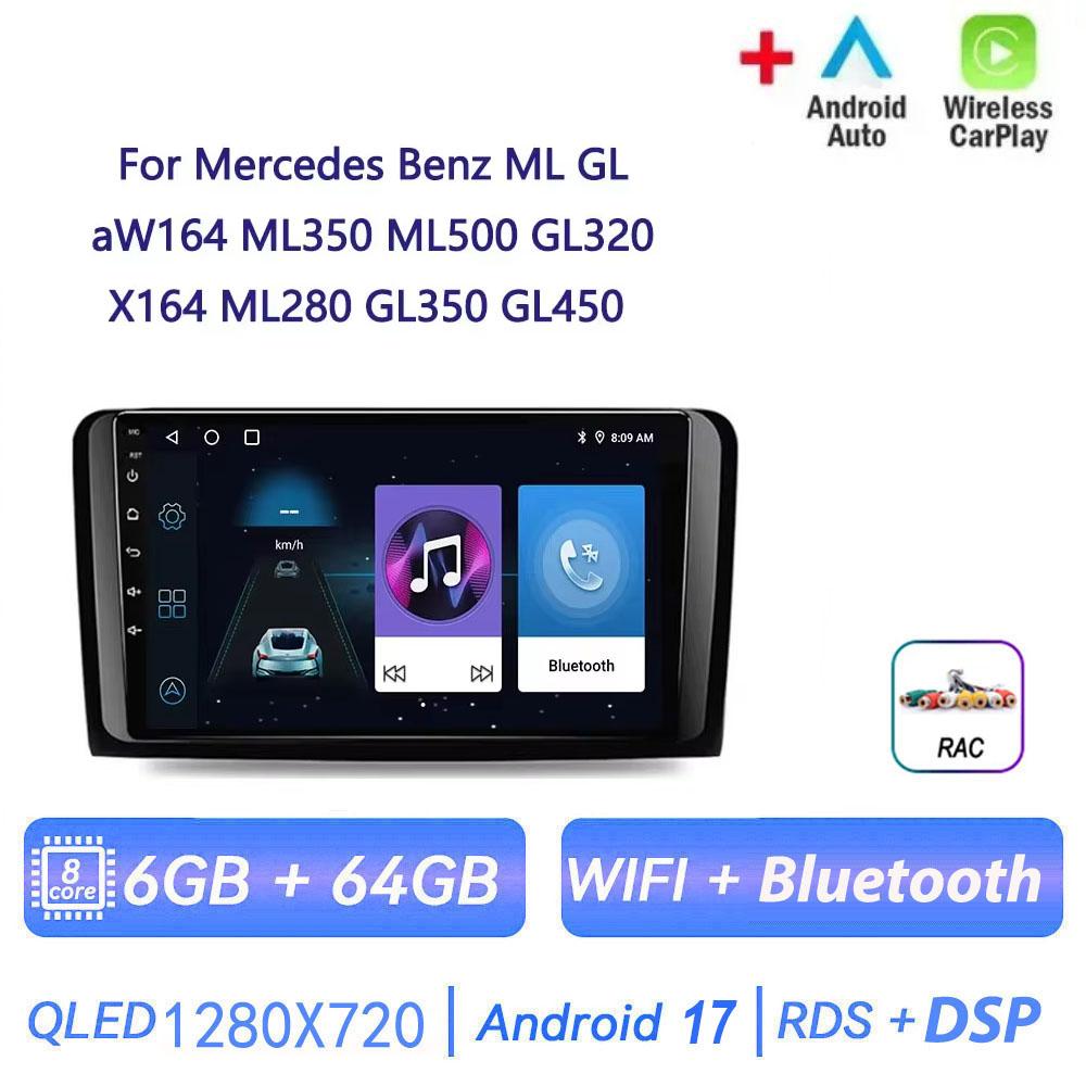 Autoradio Android 17 pour Mercedes Benz ML GL aW164 ML350 ML500 GL320 X164 ML280 GL350 GL450 4G BT CarPlay sans fil