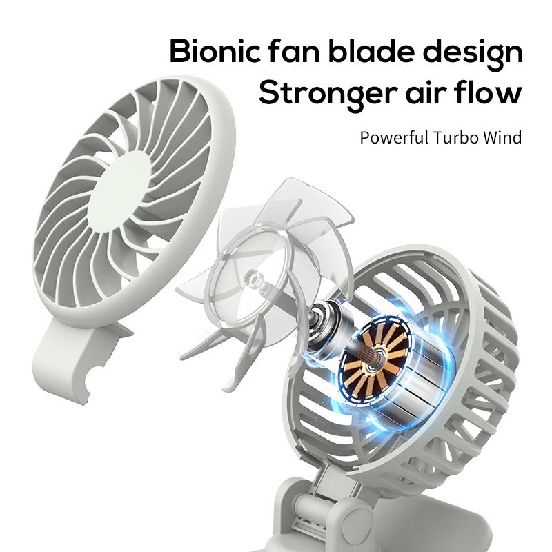 Clip Fan Type C Rechargeable Portable Handheld Fan 1000mAh 3 Gears Small Cooling Fan Personal Fan for Student Dormitory