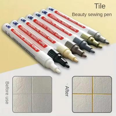 5 pièces - Carrelage Céramique Salle de Bain Mur Sol Joint Couleur Réparation Anti-moisissure Imperméable Couleur Tableau Blanc Stylo de Réparation
