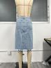 Women's High-Waisted Mid-Length Split Denim Skirt - European & American Style