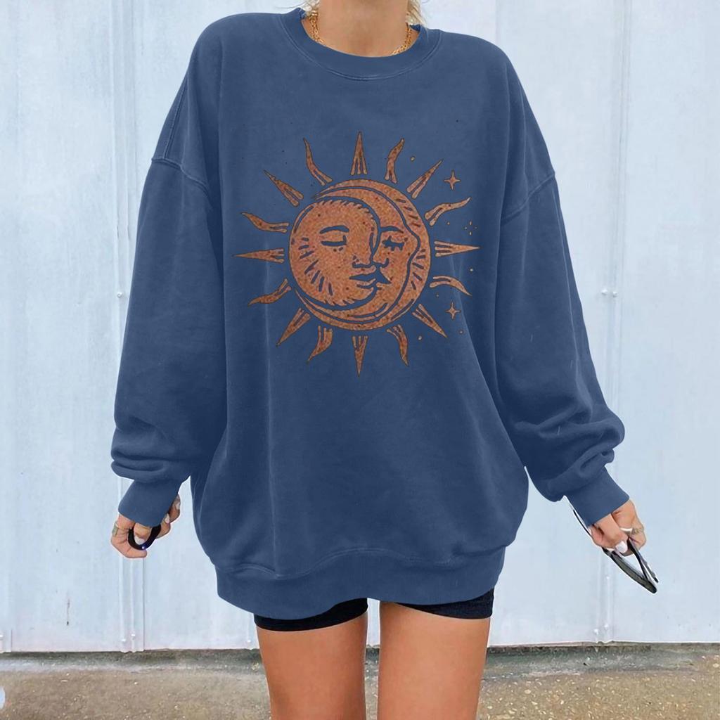 Women's Tops Winter Sun Printing Sweatshirt Pullover Tops