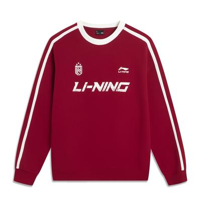 Li-Ning Sport Lifestyle Serie Rundhals Locker Retro Color Block Buchstabenstreifen Vielseitiges Sweatshirt Unisex Sweatshirt Tiefburgund AWDVF87-6