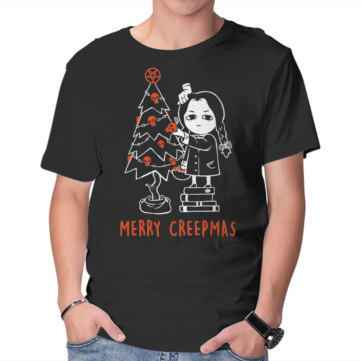 Unisex Crew Neck T-Shirt A Merry Creepmas Graphic Short Sleeve Casual Tee XXXXL
