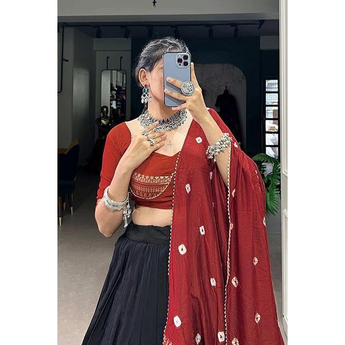 Woman's Perfectly  Collection Tussar Silk Lehenga Choli Patola Print with Foil Work ,Unstiched Blouse,