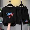 Set Estivo per Bambini Match di Wrestling Set T-shirt a Maniche Corte Nera per Bambini Moda Sportiva Ragazzi Ragazze Top+Pantaloncini
